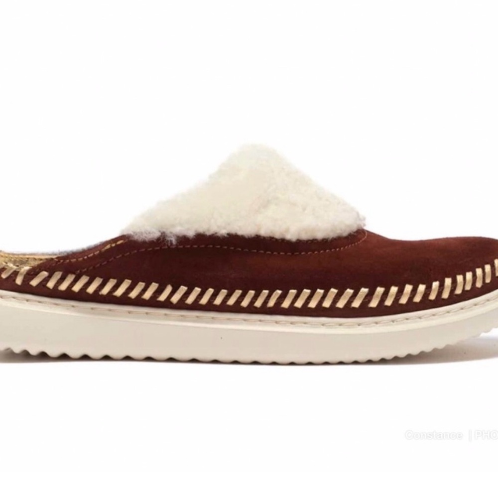 Cole Haan Grand Genuine Shearling Brown and Cream Slides Size 8.5 - Picture 2 of 10
